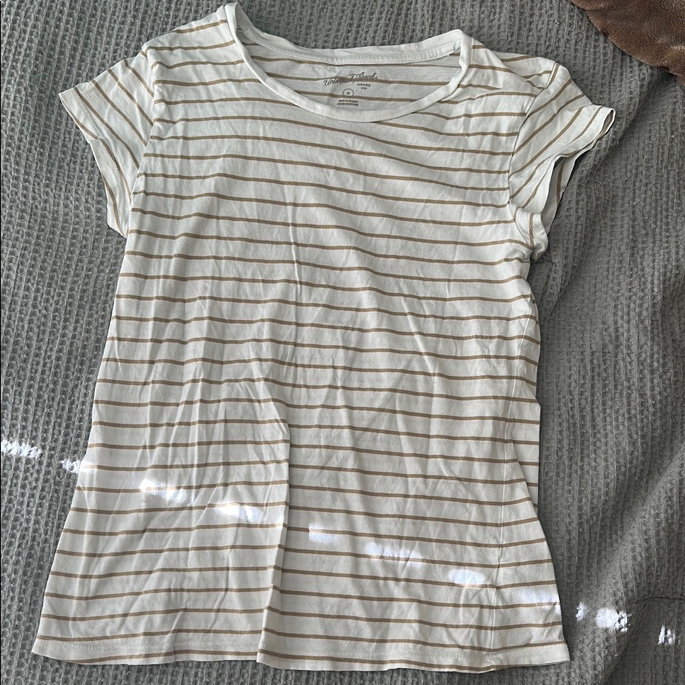 Striped White and Tan T-Shirt
